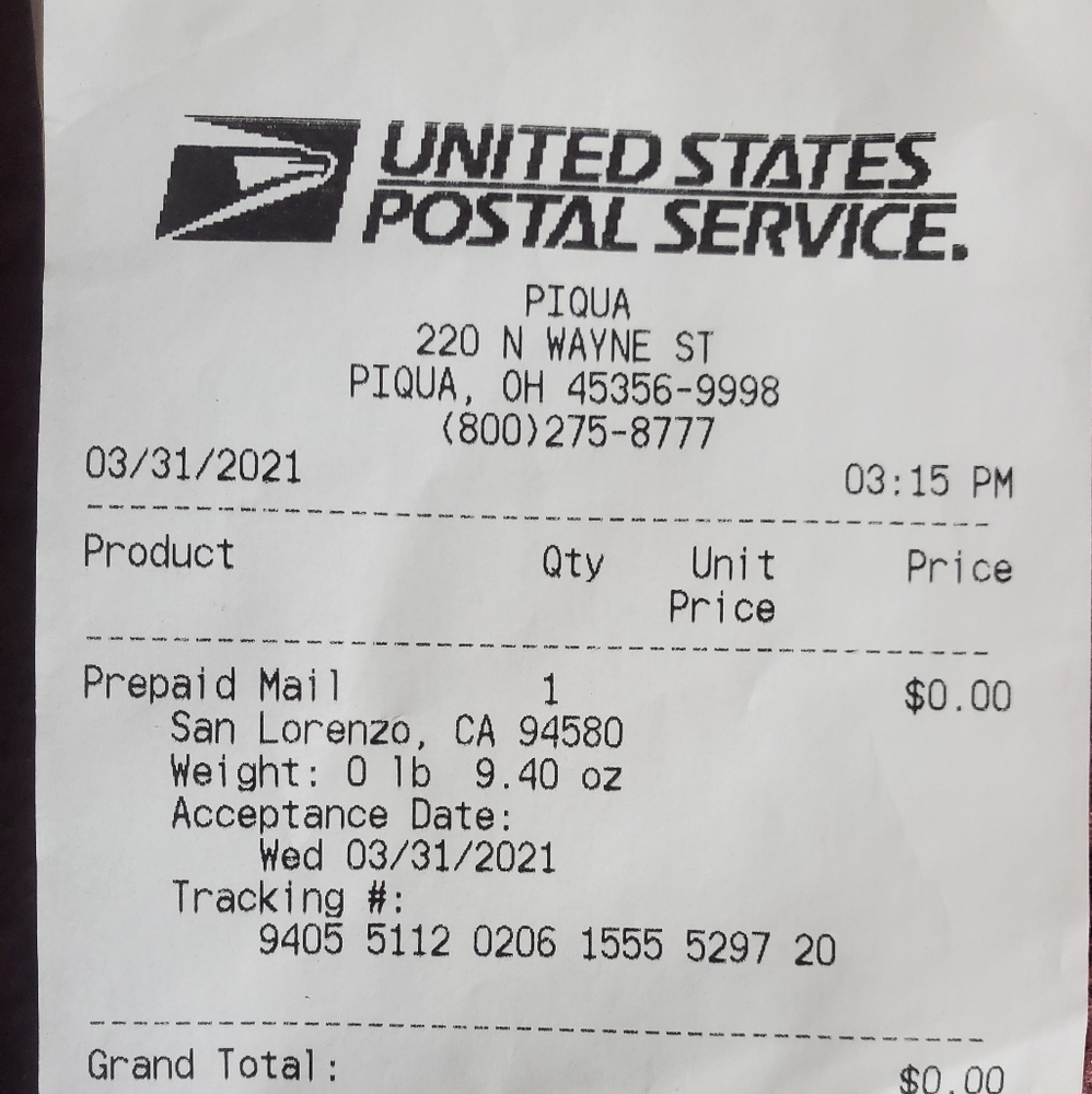 Proof of shipping for @shopbluescloset